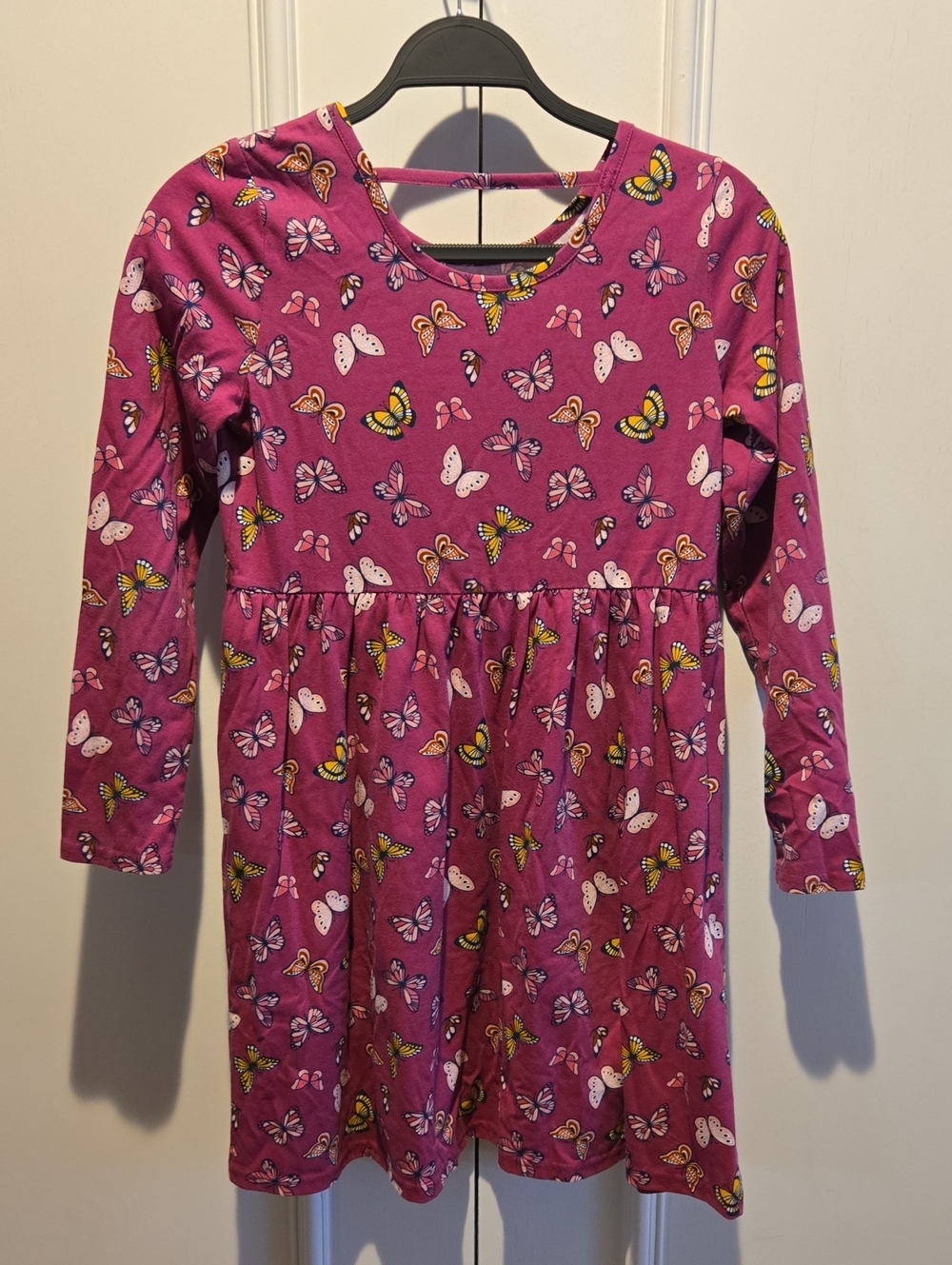 The Children's Place Magenta Butterfly Print Long-Sleeve Dress - Picture 2 of 3